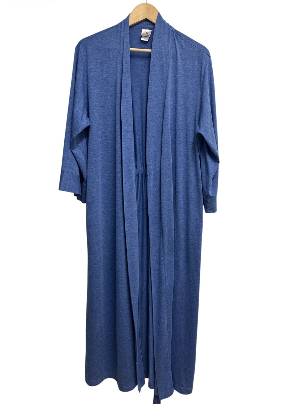 Natori | Blue Long Open Front Robe Duster Cardigan Belted Loungewear Size Medium - Picture 2 of 5